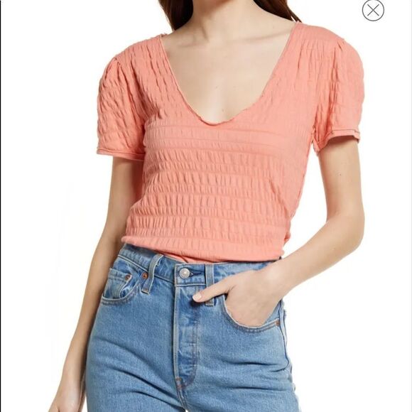 Free People Sugar Cube V-Neck T-Shirt.Size XL - Picture 3 of 14